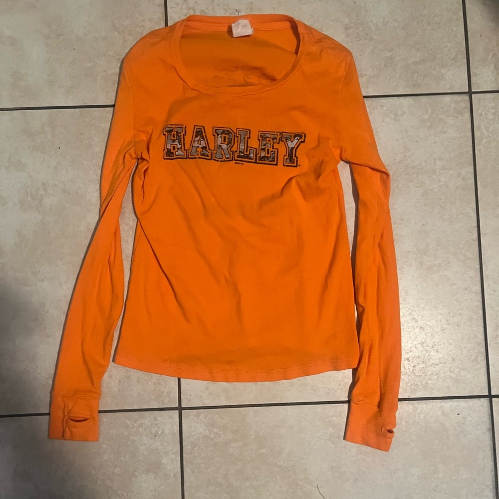 HARLEY DAVIDSON LONG SLEEVE SHIRT WITH HOLES FOR THUMB